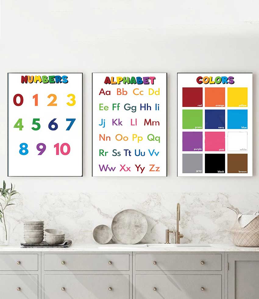 Kids Education Alphabet Numbers - 1 buah poster kelas pendidikan anak-anak
