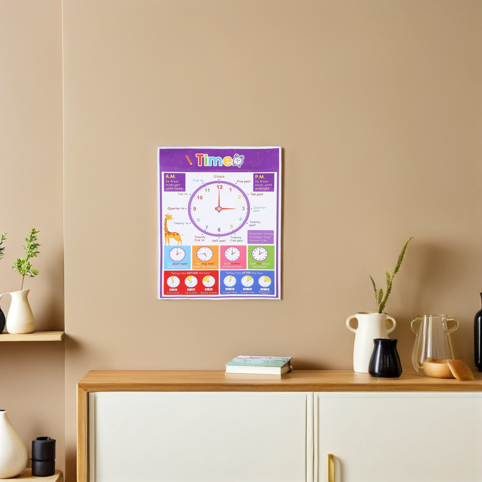 Poster Pengajaran Waktu untuk  - Kids Educational Posters ulasan dan harga