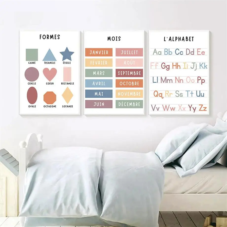 Lukisan Kanvas Bentuk Alfabet  - Kids Education Alphabet Numbers ulasan dan harga