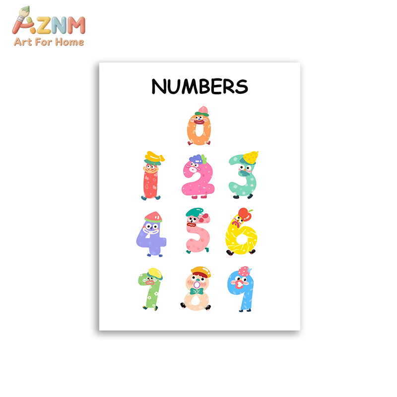 AZNM Seni Dinding Kanvas Tanpa - Kids Education Alphabet Numbers ulasan dan harga