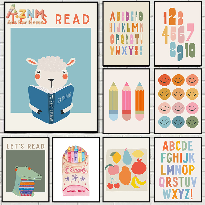 AZNM Kanvas Seni Dinding Belaj - Kids Education Alphabet Numbers ulasan dan harga