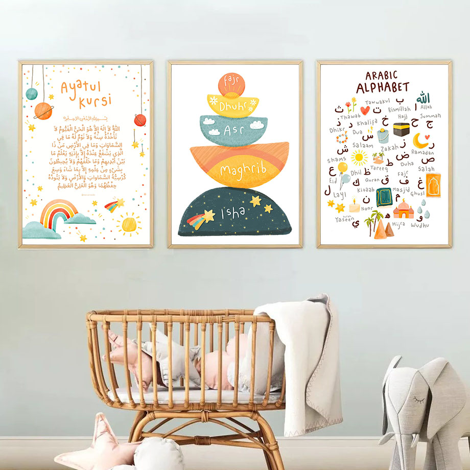 Lukisan Kanvas Seni Dinding Si - Kids Educational Posters ulasan dan harga